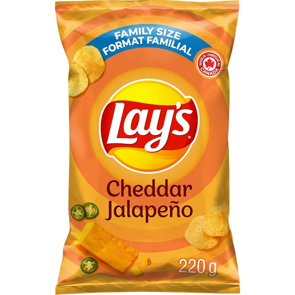 Lay’s Cheddar Jalapeño flavoured potato chips, 220 g.