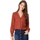 thumbnail image 2 of Camisa Con Cuello En V Y Solapa Con Botones Y Lunares En Forma De Corazón Para Mujer Rojo marrón XL, 2 of 6