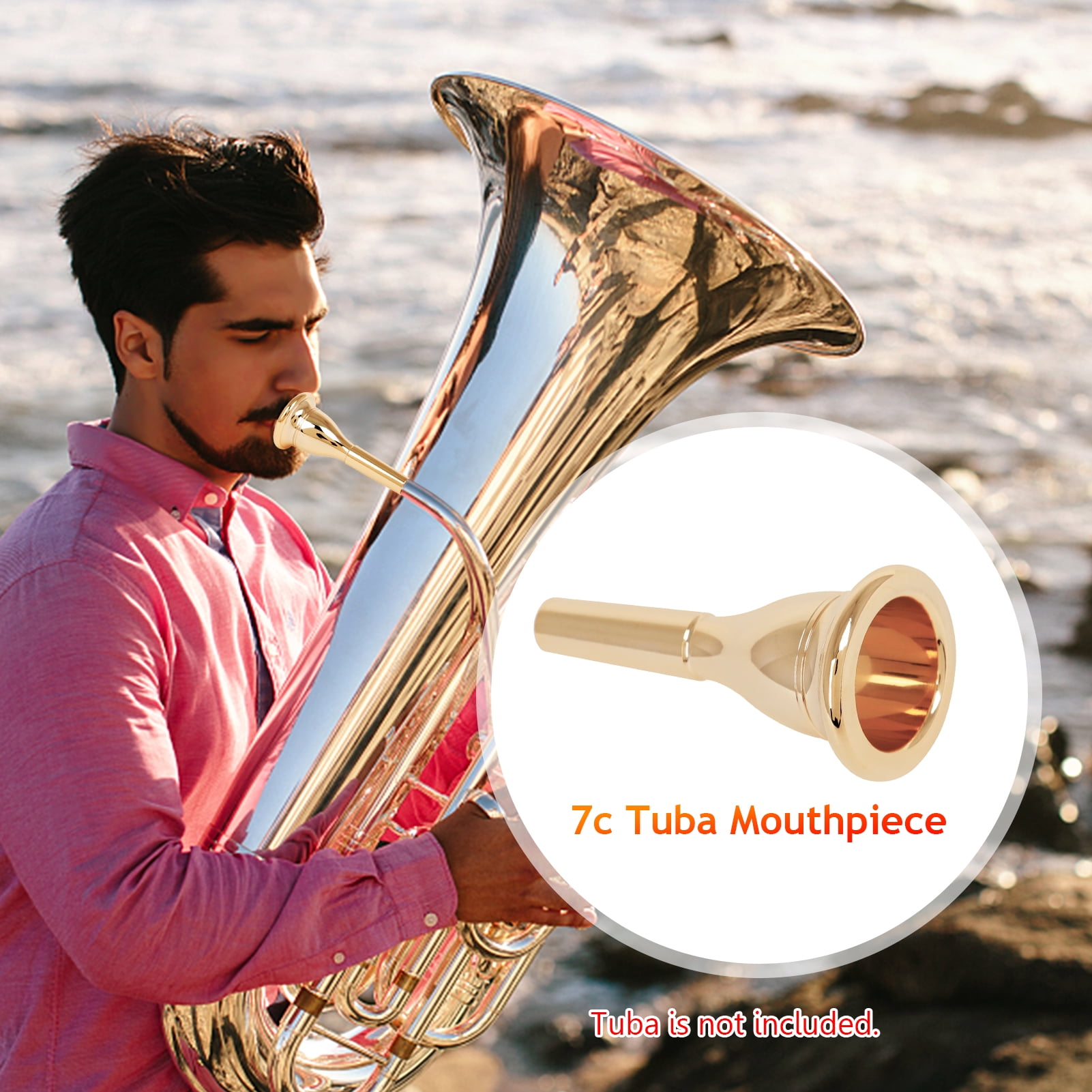 Tuba Mouthpiece Solid Durable Brass Construction Gold Plated Musical  Instrument Accessories