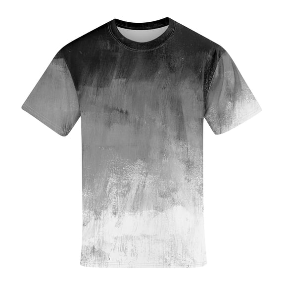 Men's Print T-Shirts Casual Summer Short Sleeve Gradient Color Tee Shirts Beach Tops Gray 5XL