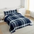 thumbnail image 3 of Manfei Geometric Stripe Plaid Queen Comforter Set,Modern Minimalism Aesthetic Bedding Sets,White Deepblue Bedding Comforter Set For Adults,Super Cozy Room Decor Reversible,3-Piece, 3 of 8