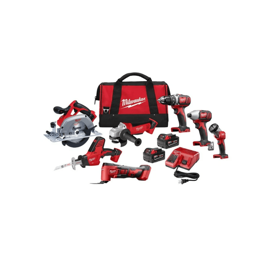 Milwaukee Cordless Combo Tool Kit 7 Tools with Two Batteries Charger and Tool Bag Walmart