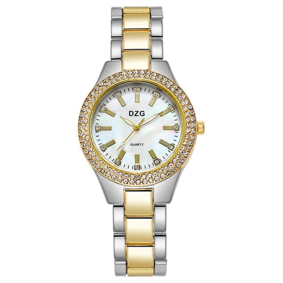 kurtrusly Women's steel strap watch with shell surface inlaid with diamonds, water diamond scale, women's watch