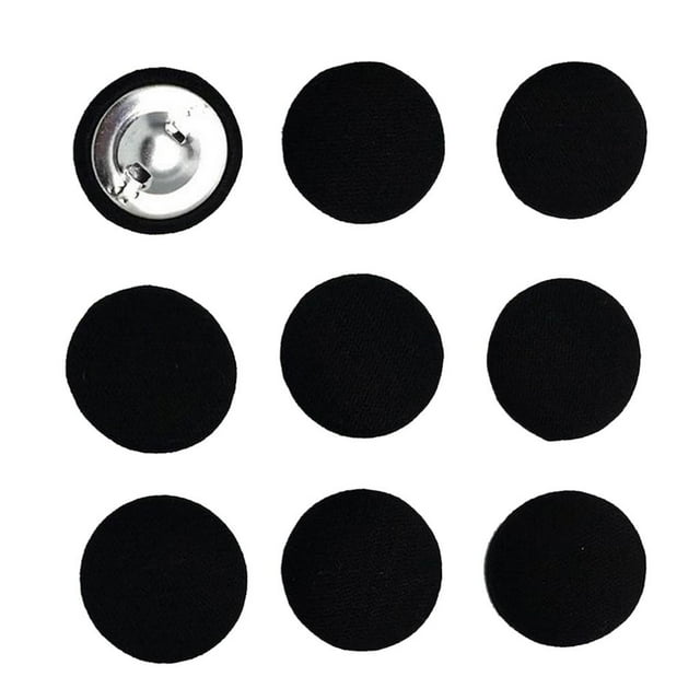 10pcs Cotton Fabric Covered Buttons Sewing Accessories for Garment - Black