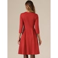 thumbnail image 4 of DARING DIVA Women's 3/4 Sleeve High Waist A Line Pleated Midi Dress XS Red, 4 of 5