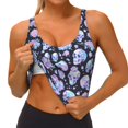 thumbnail image 3 of Pofeuu Blue Skull Flower Print Sports Bra for Women Sexy Vest Yoga Running Gym Fitness Crop Bras Tops-Small, 3 of 8