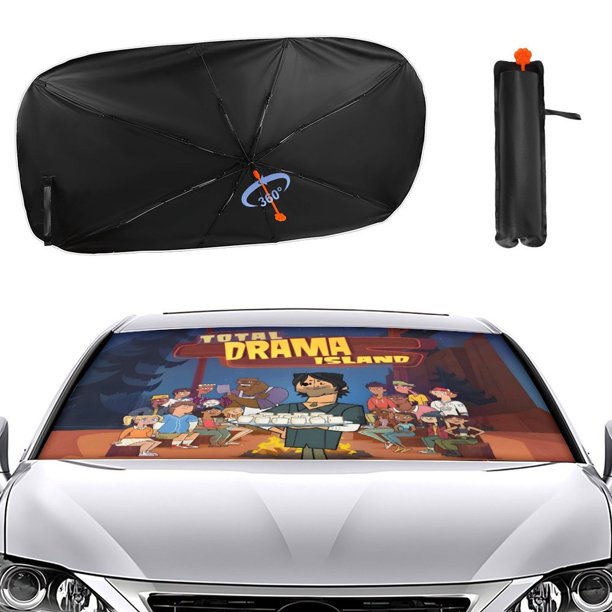 Isla del Drama Sombrilla Solar para Auto - Protector de Parabrisas Plegable | Cortina Solar Delantero | Bloqueo UV y Aislamiento de Calor 133x73cm