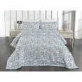thumbnail image 2 of Ambesonne Blue Floral Quilted Coverlet 3 Pcs, Retro Delicate Petals, Queen Size, Taupe and Off White, 2 of 4