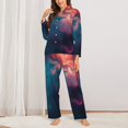 thumbnail image 2 of Balery Cosmic Paint Swirl Conjunto de Pijama con Estampado para Mujer, Conjunto de Dos Piezas con Manga Larga, Ropa de Dormir Suave con Bolsillos, Pijamas Cómodos-XX-Large, 2 of 7