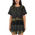 thumbnail image 1 of Fotbe Happy New Year Conjunto de Pijama Estampado para Mujer, 2 Piezas, Ropa de Dormir con Camiseta de Manga Corta y Shorts Suaves-X-Large, 1 of 6