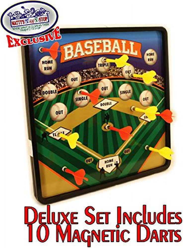 Deluxe 2-in-1 Reversible Magnetic Dartboard (Dart Board) with 10 Darts, Featuring Standard Darts & Baseball Games - "Matty's Toy Stop" Exclusive