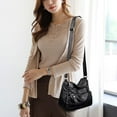 thumbnail image 5 of Ladies Cross Body Bag Soft PU Leather Shoulder Handbag with Long Strap Black, 5 of 5