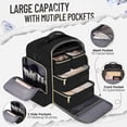 thumbnail image 3 of YOREPEK Large Travel Makeup Bag Organizer with 4 Removable Cases & 1 Jewelry Organizer Roll, Multiple Storage Pockets Cosmetic Bag Holds Toiletries/Skin Care/Hair Supplies/Brush, Black, 3 of 7