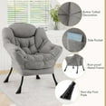 thumbnail image 5 of Costway Large Lazy Chair with Cozy Head Pillow Stylish Tufted Back & Seat Armrests Gray, 5 of 8