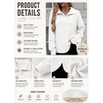 thumbnail image 3 of DOKOTOO Pullover Sweatshirts for Women Casual Textured Tops Lapel Collar Lightweight Shirts White L US12-14, 3 of 10