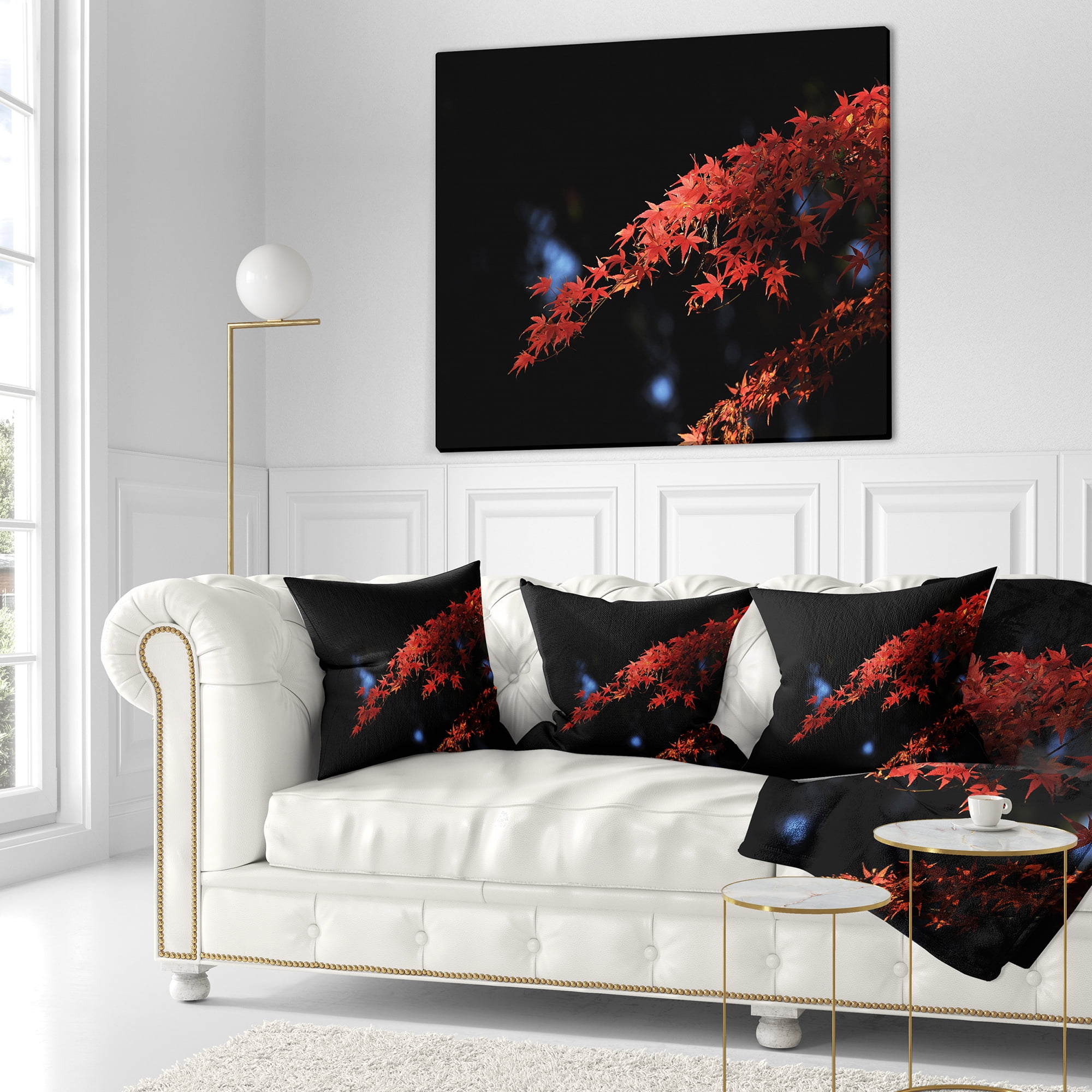 Designart Fall Foliage of Maple Leaves - Abstract Throw Pillow - 16x16
