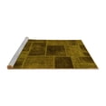 thumbnail image 2 of Ahgly Company Machine Washable Indoor Round Patchwork Yellow Transitional Area Rugs, 4' Round, 2 of 4