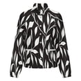 thumbnail image 5 of Jackets for Women Winter Coat Jackets Flannel Stand Collar Jacket(Black White Leafy Floral Pattern,Size:S-4XL), 5 of 7
