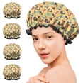thumbnail image 7 of Shower Caps,Yellow Cartoon Dinosaurs Pattern Waterproof Shower Cap for Women 4 Pieces,Double Reusable Hair Cover for Shower PEVA Elastic Stretch Hem, 7 of 7