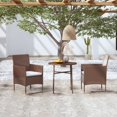 thumbnail image 1 of vidaXL 3 Piece Garden Dining Set Poly Rattan Brown, 1 of 4