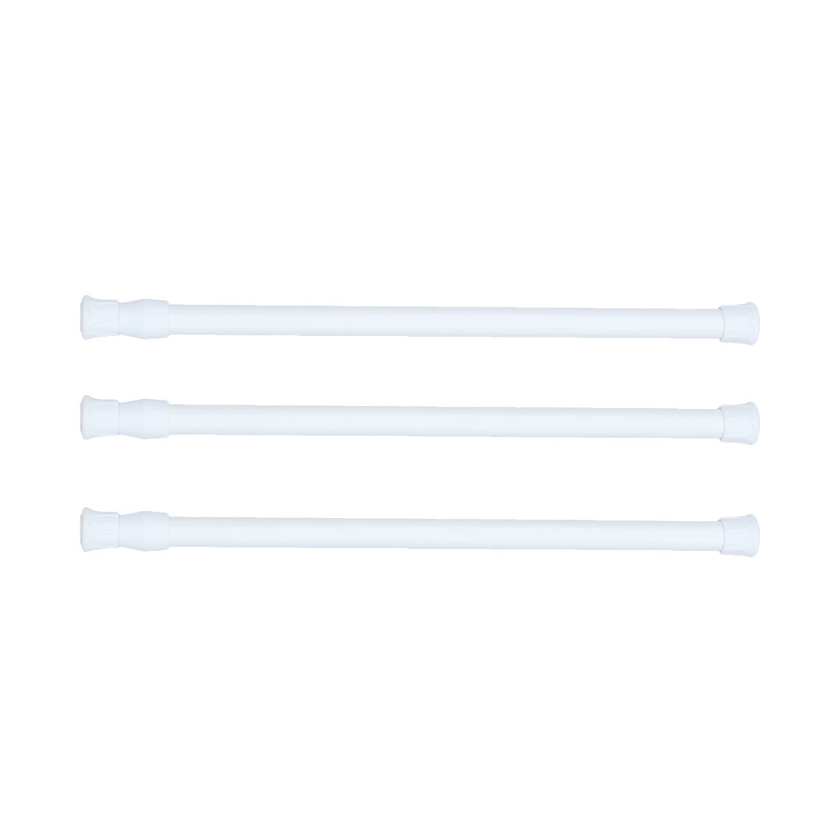 3pcs Extendable Cupboard Bars Tensions Rod Spring Curtain Rod Adjustable Width 11.8-20 Inches (White)