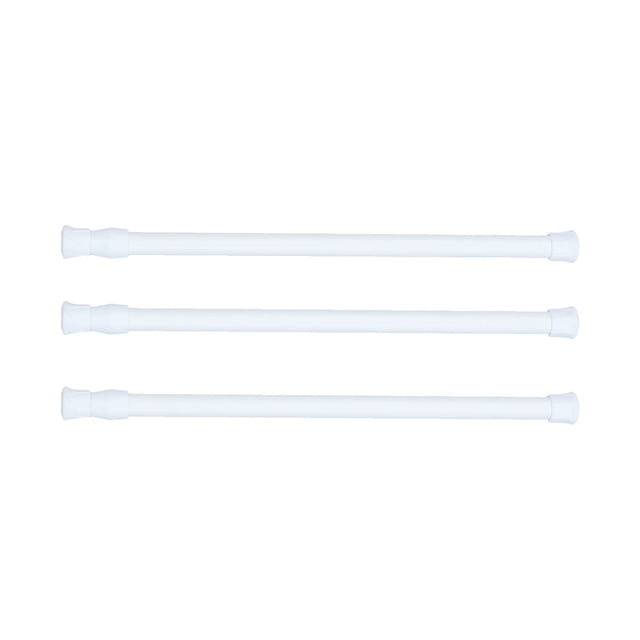 SHISUYAN 3pcs Extendable Cupboard Bars Tensions Rod Spring Curtain Rod Adjustable Width 11.8-20 Inches (White)