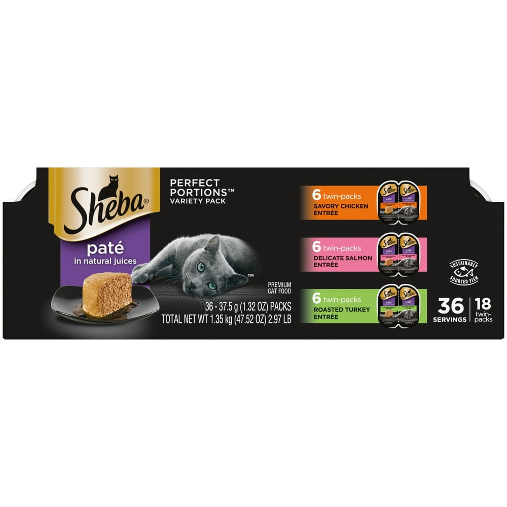 SHEBA Wet Cat Food Pate Variety Pack, Savory Chicken, Delicate Salmon