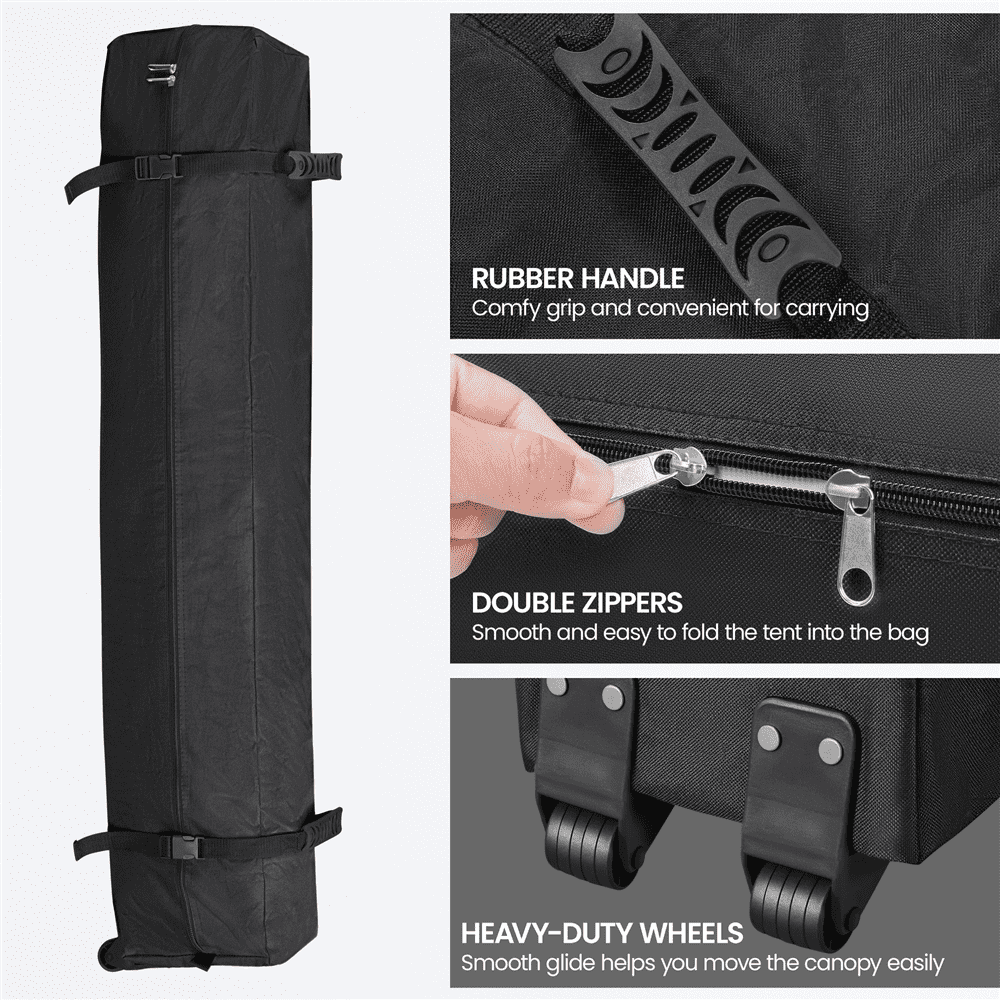 Alden Design Outdoor Canopy Tent with Stakes Ropes Sandbags Wheeled Bag for Patio, Dark Gray
