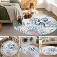 thumbnail image 5 of Round Rugs 5Ft, Coastal Octopus Round Area Rug Washable Indoor Throw Carpet, Beach Nautical Ocean Coral Seahorse Vintage Soft Non Slip Circle Rug for Cabinet Bathroom Home Decor Aesthetic, 5 of 8