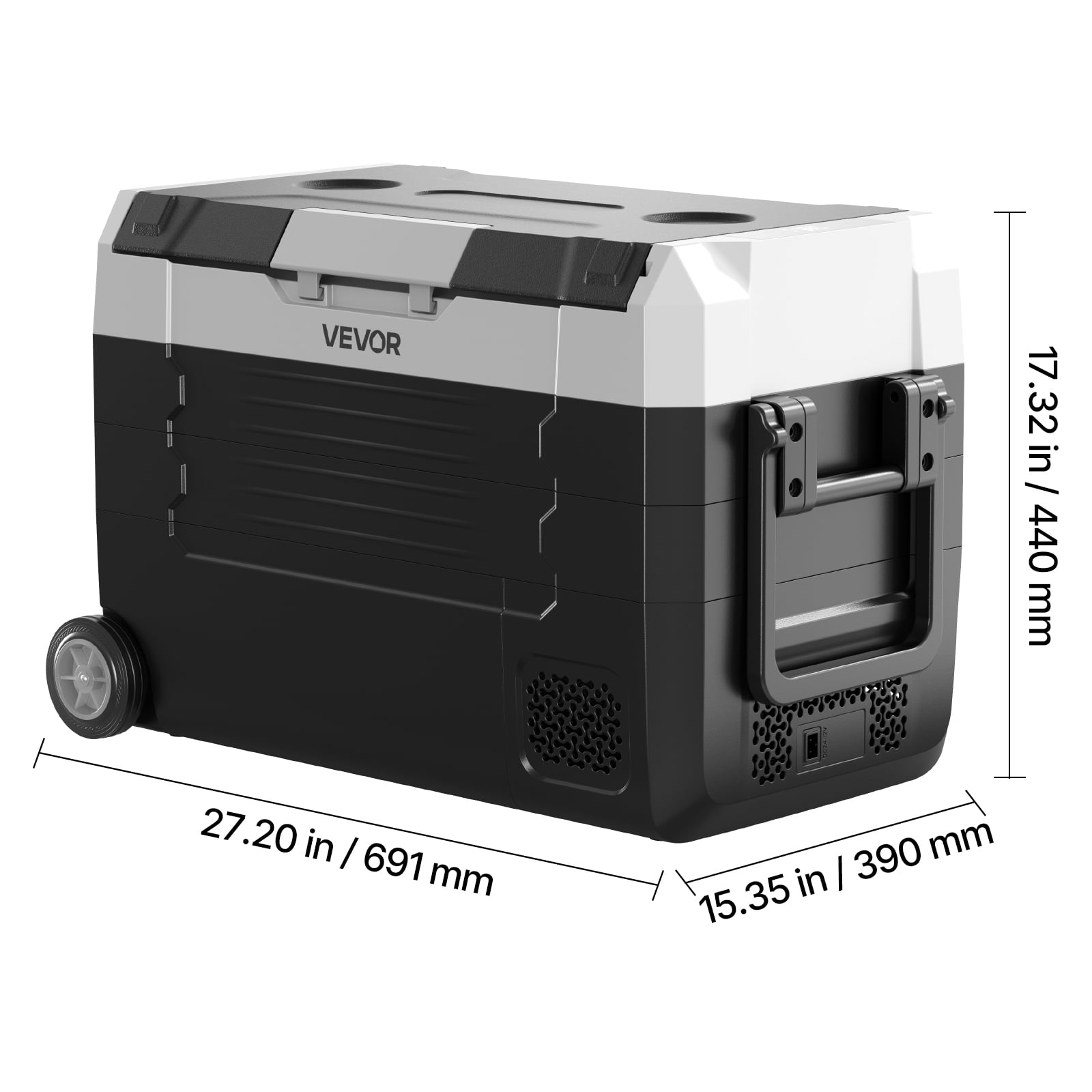 VEVOR Car Refrigerator, DC 12/24V AC100-240V Compressor Electric Cooler, -4°F to 68°F Truck Refrigerator with APP Control, Wheels & Dual Zone, 37 QT Cars Cooler for RVs, Boats, Camping, Fishing