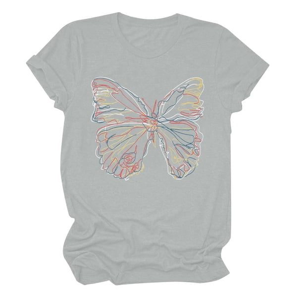 Blusa suelta de manga corta con cuello redondo y estampado a la moda para mujer Fridja zx1192