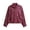 Red, variant on Womens Cropped Jacket Gingham Check Pattern Stand Collar Full Zip Long Sleeve Elastic Hem Drop Shoulder Casual Blouson Top