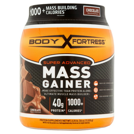 Body Fortress Super Advanced Mass Gainer Protein Powder, Chocolate, 40g Protein, 2.25