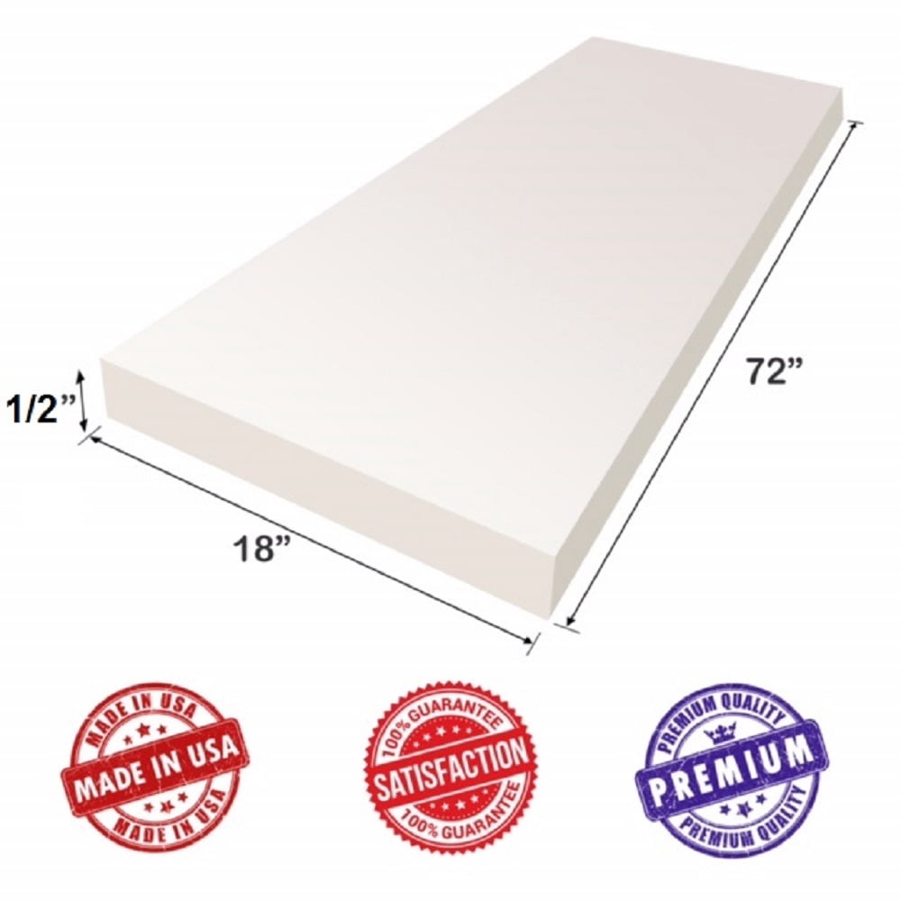 Upholstery Visco Cool Gel Memory Foam Sheet 1/2"H x 18"W x72"L - Luxury Quality Good for Sofa & Chair Cushion, Wheelchair, Doctor Recommended for Backache & Bed Sores by Dream Solutions USA