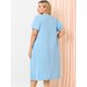 thumbnail image 5 of Women's Plus Size Nightgown Cat Print with Pocket Sleep Dress Sleepwear Light Blue 2X, 5 of 6