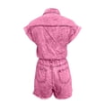 thumbnail image 6 of SRZYMJ Women's Wide Leg Jumpsuit Stylish Ladies Distressed Denim Jumpsuit Shorts Summer Casual Wear with Elastic Waistband and Comfortable Short Sleeves for, 6 of 6