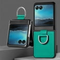 thumbnail image 6 of ELEHOLD for Motorola Razr 40 Ultra Leather Case Cover, with Metal Finger Ring Holder Slim Lightweight Shockproof Non-Slip Case for Motorola Razr 40 Ultra,Green, 6 of 7