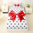 thumbnail image 3 of Erosebridal Girls Red Ribbon Bow Twin Sheet Sets 3pcs,Kids Teens Black Vintage Polka Dots Bedding,Ultra Soft Home Decor, 3 of 5