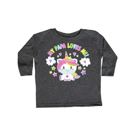 

Inktastic My Papa Loves Me with Cute Rainbow Unicorn Gift Toddler Boy or Toddler Girl Long Sleeve T-Shirt
