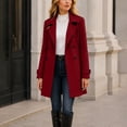 thumbnail image 6 of Wool Coats for Women, Women's Peacoat Double Breasted Pea Coat Mid-Length Dress Coat Warm Winter Overcoat(Wine,XXL), 6 of 8