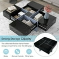 thumbnail image 5 of Gzxs Modern Square Coffee Table with 4 Hidden Storage Compartments, UV High-Gloss Design for Living Room, Black, 5 of 10