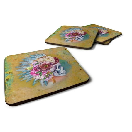 

Carolines Treasures BB5129FC Day of the Dead Flowers Skull Foam Coaster Set of 4