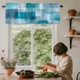 thumbnail image 5 of Watercolor Art Window Valance Curtain Blue Square Rod Pocket Short Curtain for Living Room, Bedroom & Kitchen Window Decor 60x18in, 5 of 8
