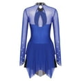 thumbnail image 5 of TiaoBug Women's Figure Ice Skating Gymnastic Leotard Roller Skating Performance Dress Blue L, 5 of 7