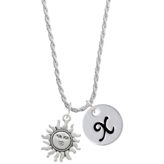 Delight Jewelry Silvertone Sun Silvertone Script Initial Disc - X - Charm Necklace, 20"+3"