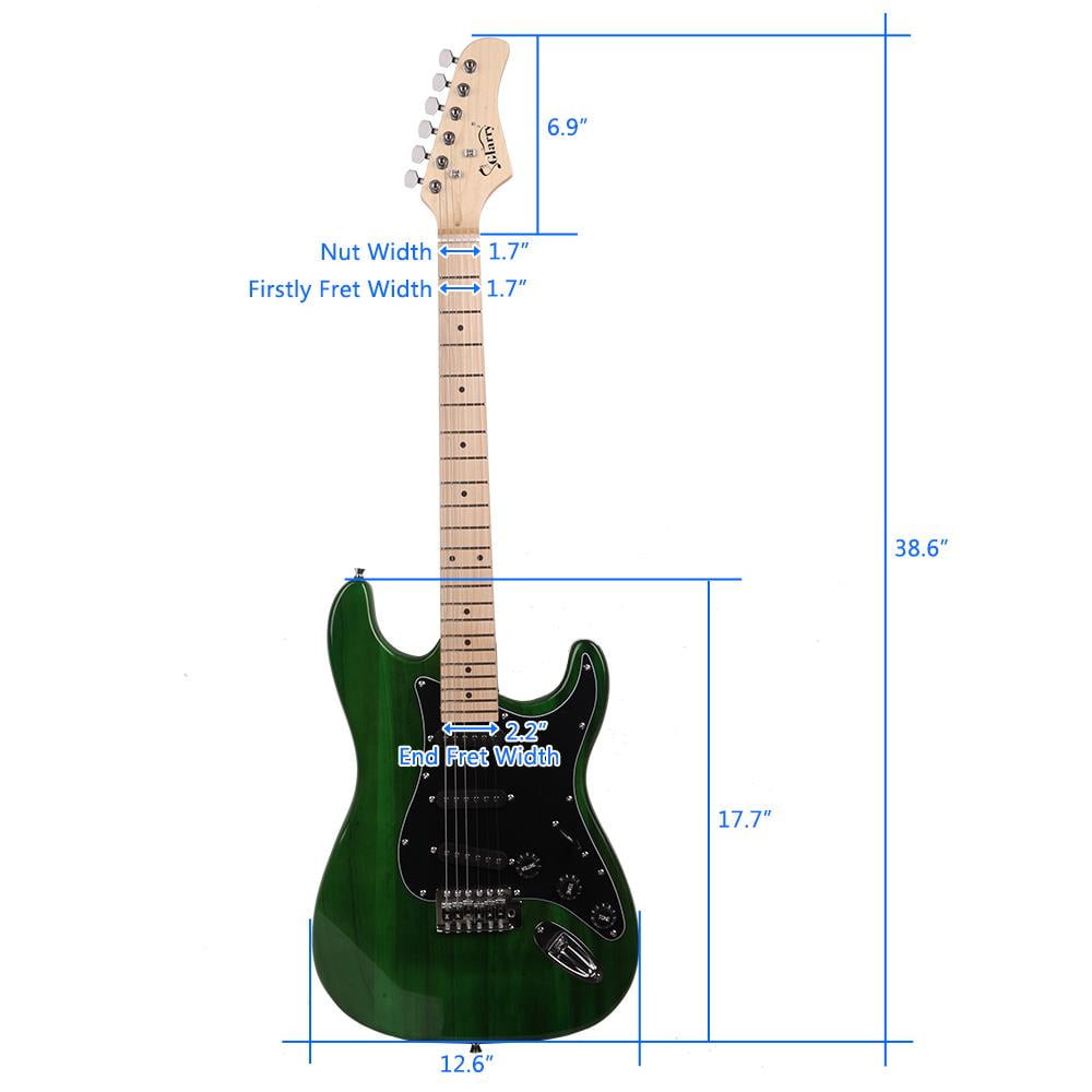 Glarry 40" Beginner 6 Stings Electric Guitar w/ 20W Amp and More,Green