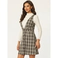thumbnail image 3 of DARING DIVA Houndstooth Plaid Suspenders Pinafore Overall Dress S Brown Orange, 3 of 6