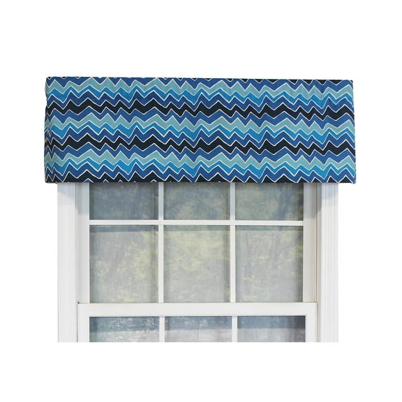 RLF Home See Saw Tailored 100% Cotton with Fully Lined 3" Rod Pocket Valnance for Windows 50" x 14" Blue