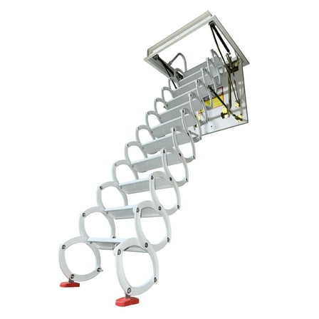 White Folding Stairs Opening Size 24x 30inch Maximum Height 9.8ft