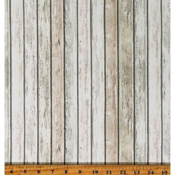 Cotton Surfaces Wooden Planks Floorboards Landscape Cotton Fabric Print by the Yard (AWHD-18236-390BREEZE)